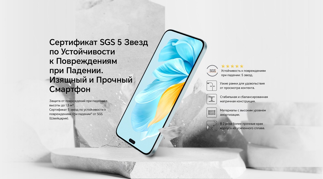 Смартфон HONOR 200 Lite Сертификат SGS 5 звезд