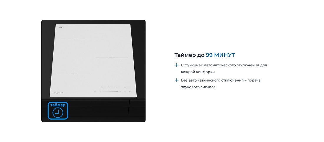 ZUGEL ZIH453W Таймер до 99 минут