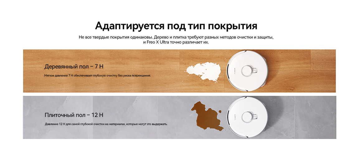 Narwal Freo X Ultra Адаптируется под тип покрытия