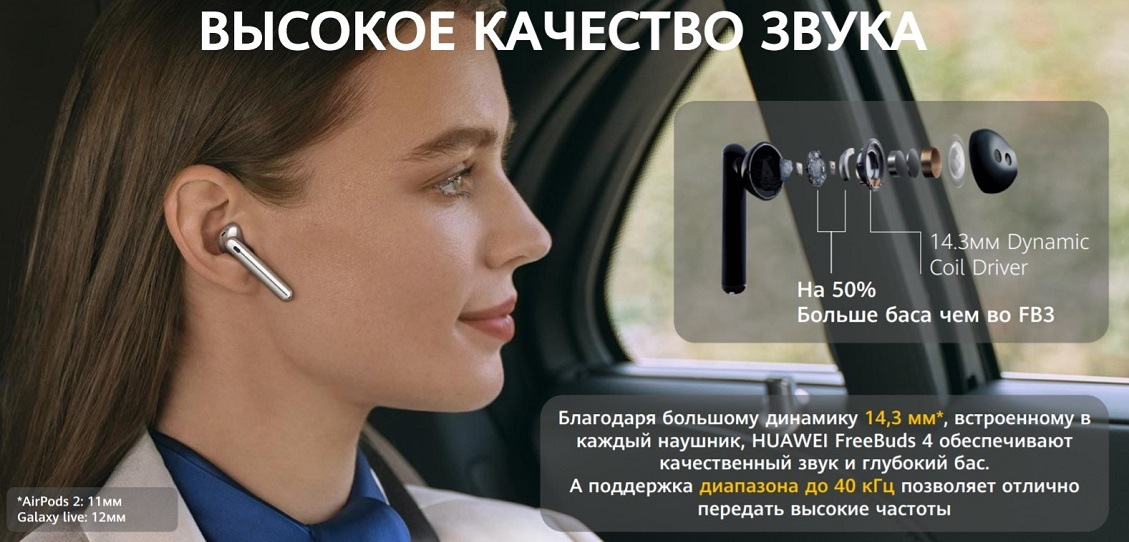 HUAWEI FreeBuds 4 Высокое качество звука