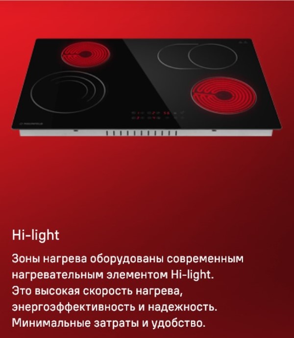 MAUNFELD CVCE774SMTBK Конфорки Hi-Light