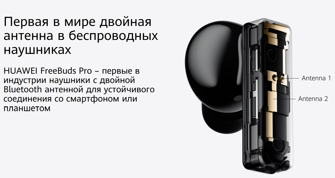 HUAWEI FreeBuds Pro – первые в индустрии наушники с двойной Bluetooth антенной для устойчивого соединения со смартфоном или планшетом