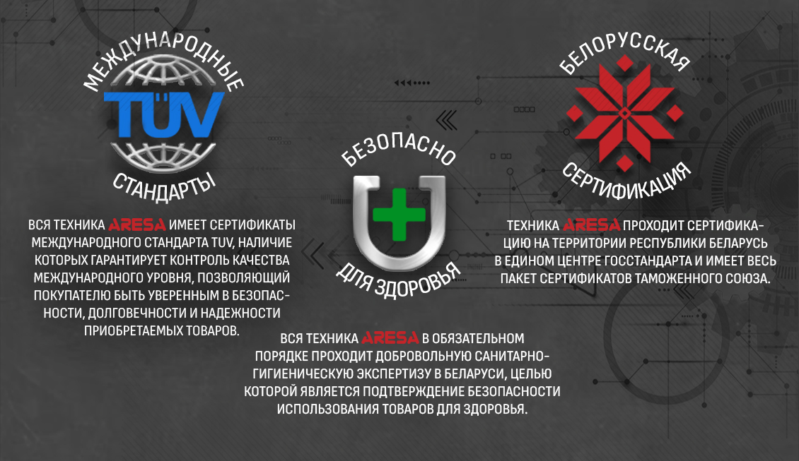 ARESA AR-1914 Международные стандарты