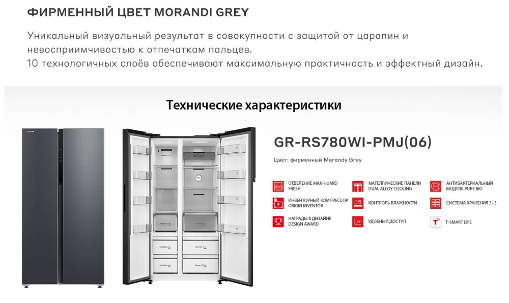 Toshiba GR-RS780WI-PMJ(06) Технические характеристики