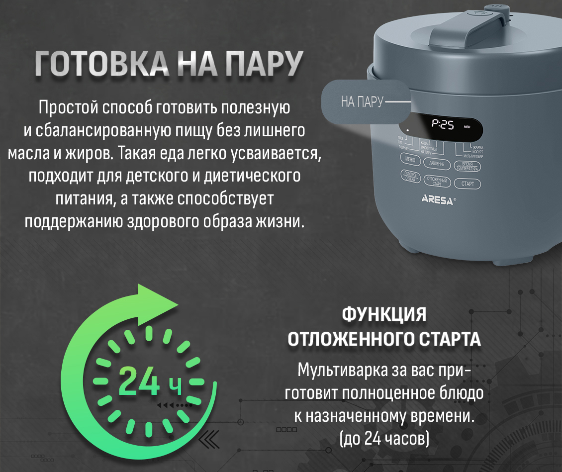 Мультиварка-скороварка Aresa AR-2012 готовка на пару