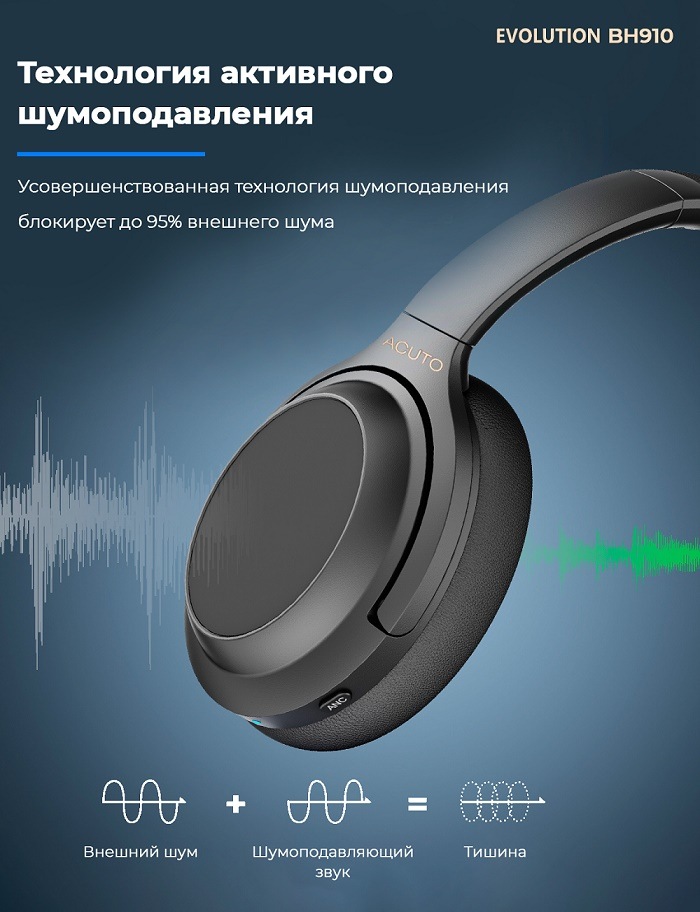 Беспроводные наушники EVOLUTION BH910 Технология активного шумоподавления