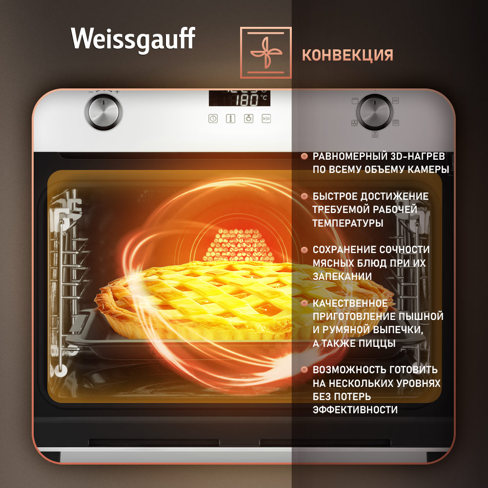 Компактный духовой шкаф с СВЧ WEISSGAUFF OE 449 PDWK конвекция