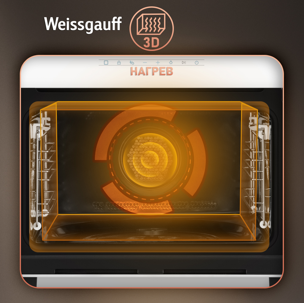 Компактный духовой шкаф с СВЧ WEISSGAUFF OE 442 WK нагрев