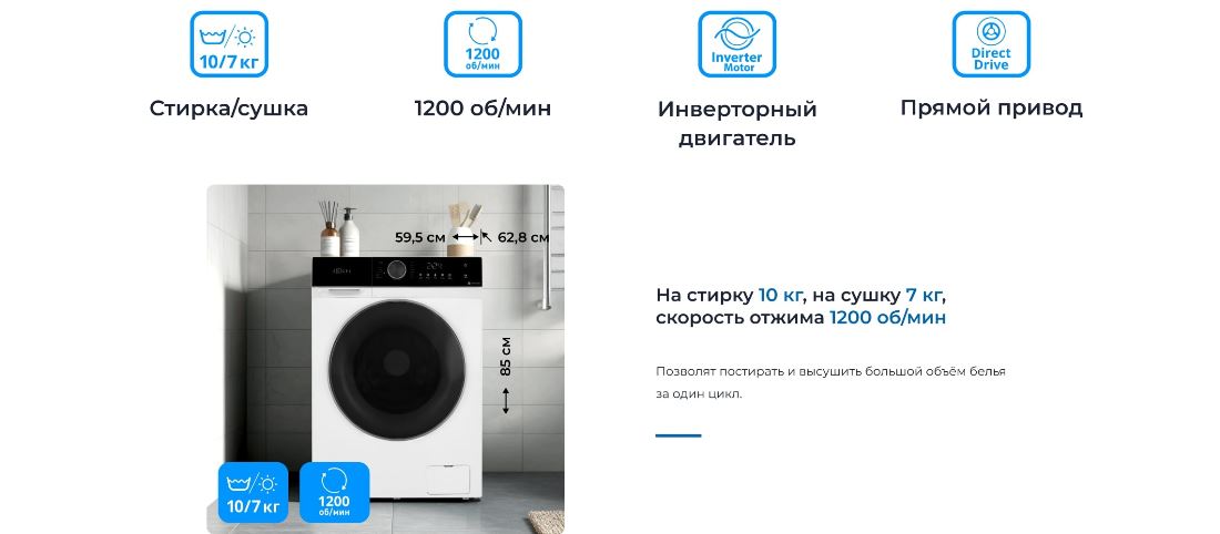 ZUGEL ZWDF10712I Отжим 1200 оборотов