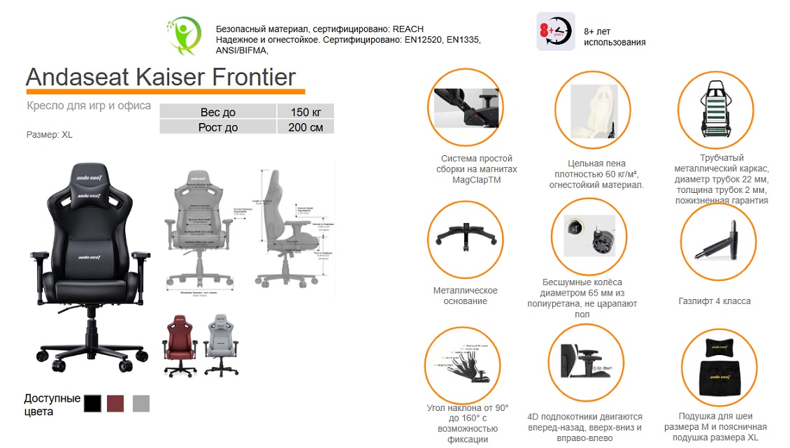 Kaiser Frontier Кресло для игр и офиса ХЛ