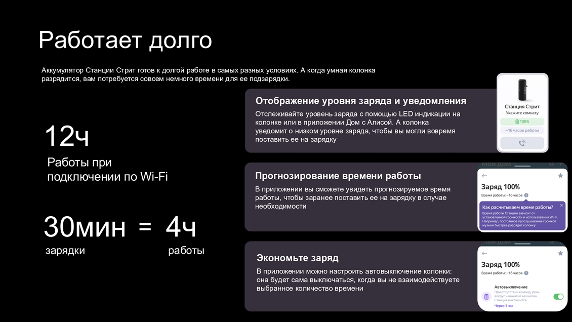 Яндекс.Станция Стрит YNDX-00030 Работает долго