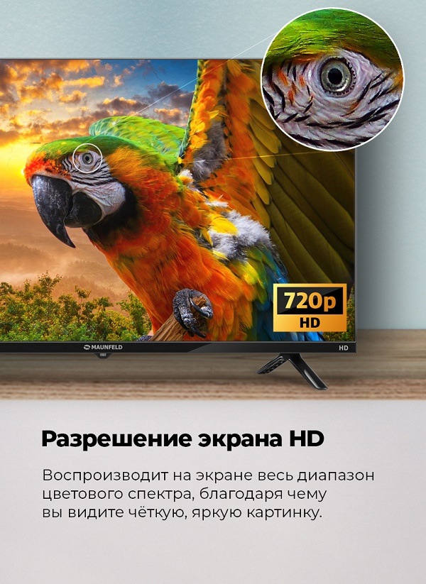 Телевизор MAUNFELD MLT32HSD02 и MLT32HSX02 Разрешение экрана HD