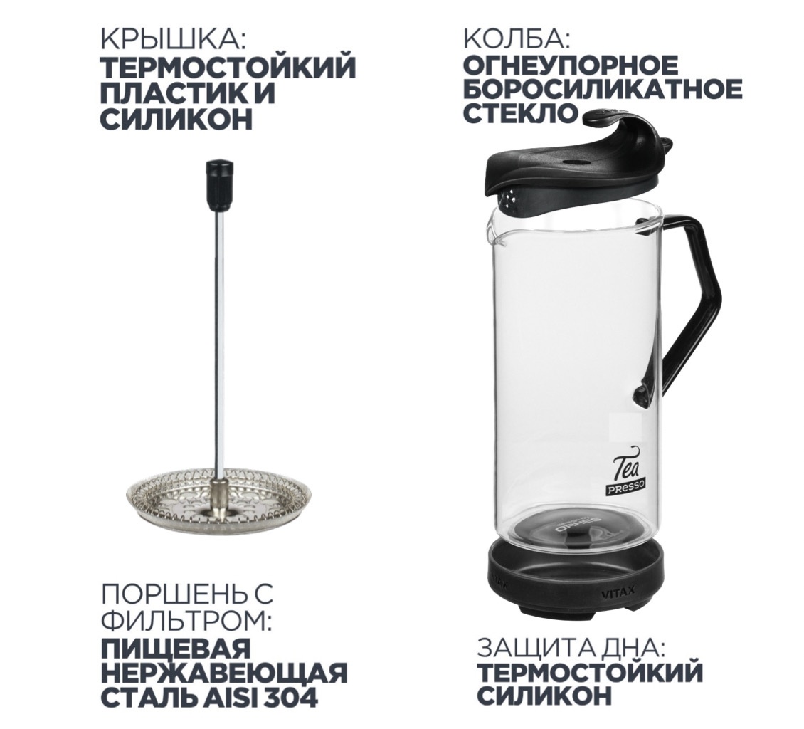 Френч-пресс VITAX Tea presso Защита дна