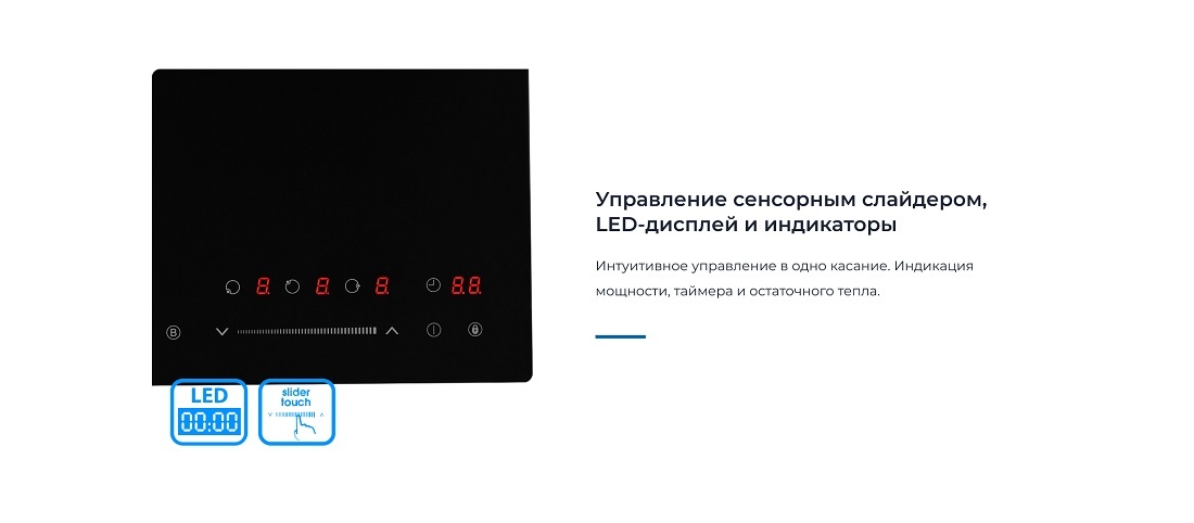 ZUGEL ZIH453B Управление сенсорным слайдером, LED-дисплей и индикаторы