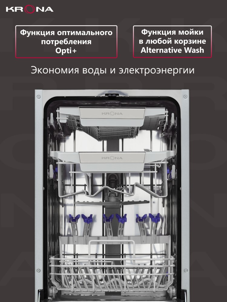 Встраиваемая посудомоечная машина Krona Martina 45 BI Экономия воды и электроэнергии
