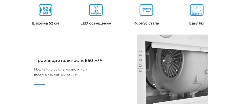 ZUGEL ZHI522W производительность 850 м3/ч