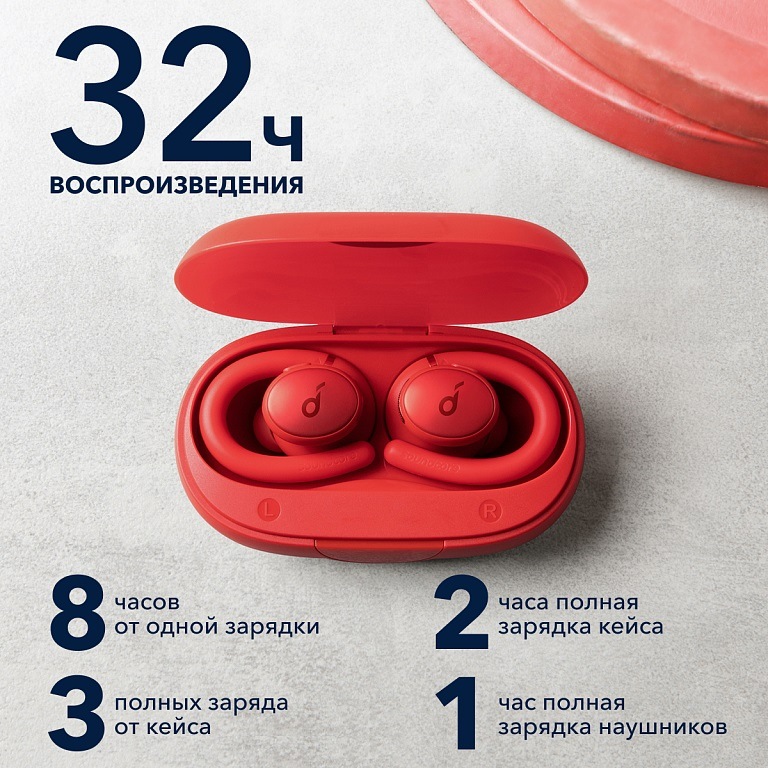 SOUNDCORE Sport X10 До 32 часов воспроизведения