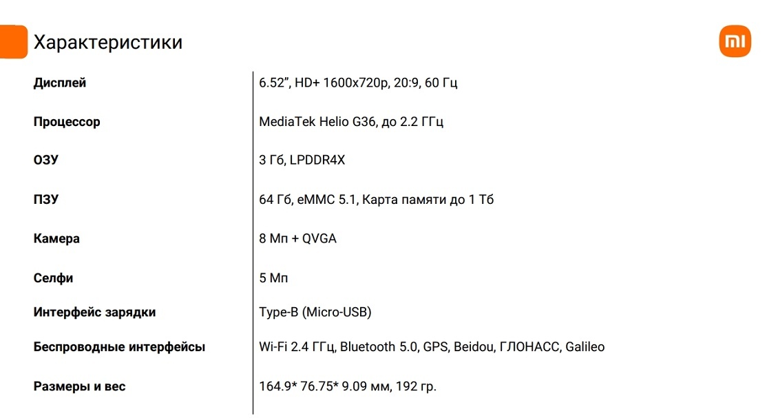 Redmi A2+ Характеристики