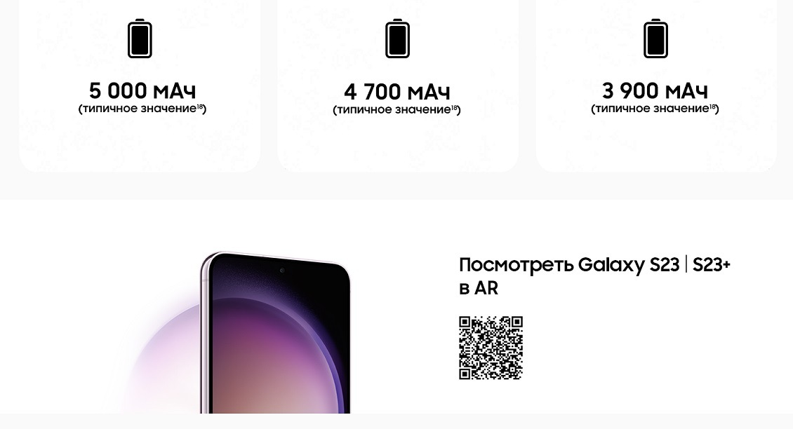 Сравнение аккумуляторов Galaxy S23