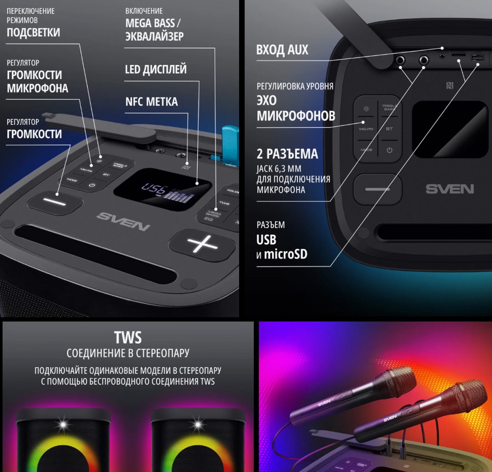Акустическая система SVEN PS-950 вход аукс