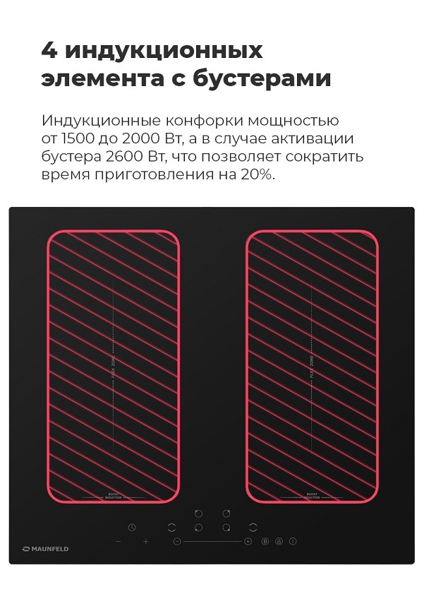 4 индукционных элемента с бустерами