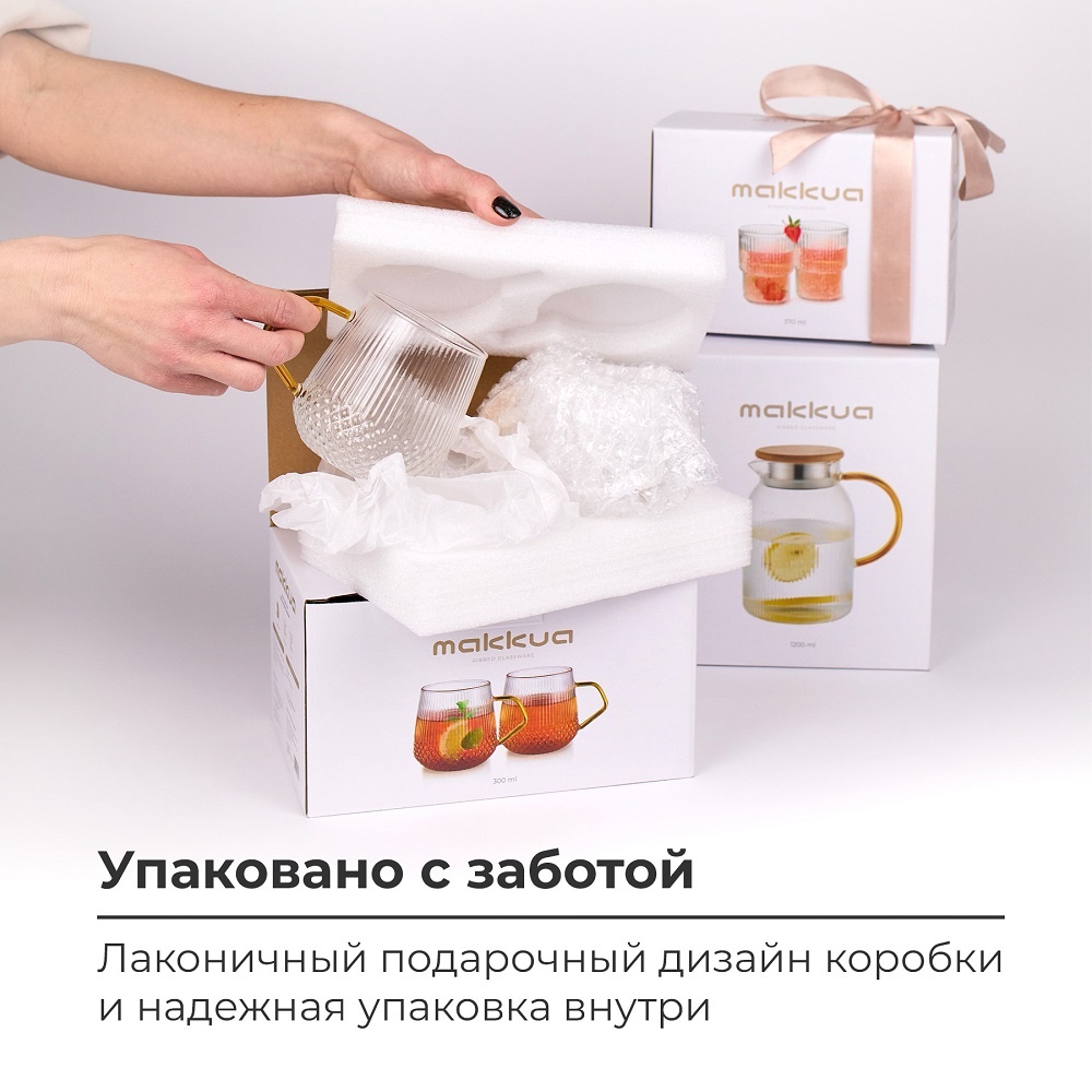 Makkua Ribbed Glassware RC300 Упаковано с заботой