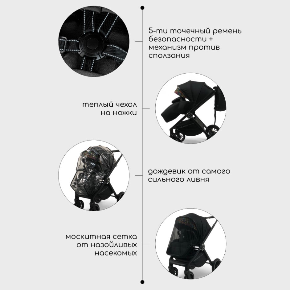 Детская универсальная коляска BubaGo BLOOM 2in1 BG 134-1 (черный) характеристики