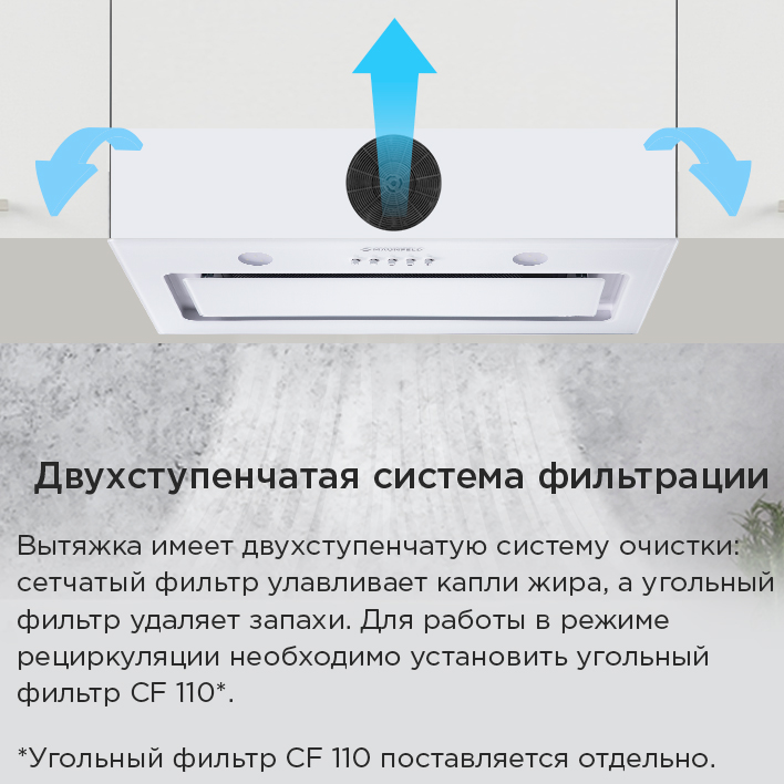 Вытяжка MAUNFELD Trapeze 601GG (черный) двухступенчатая система фильтрации