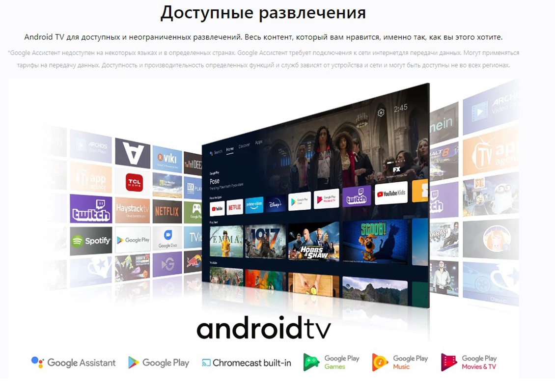 Телевизор TCL 32FHD7900 Доступные развлечения