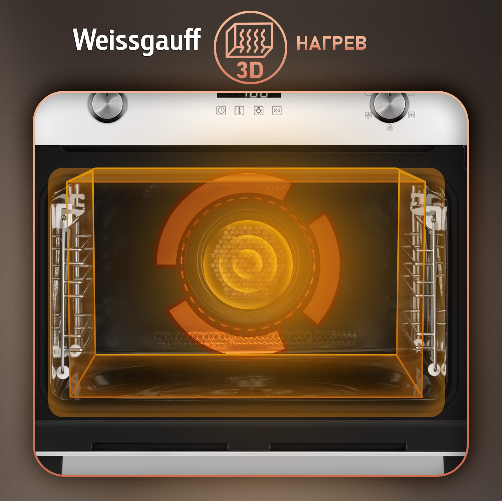 Компактный духовой шкаф с СВЧ WEISSGAUFF OE 449 PDWK 3д нагрев