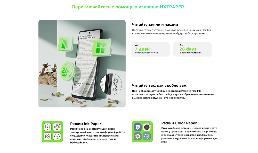 Смартфон TCL 60 NXTPAPER 8GB/512GB читайте днями и ночами