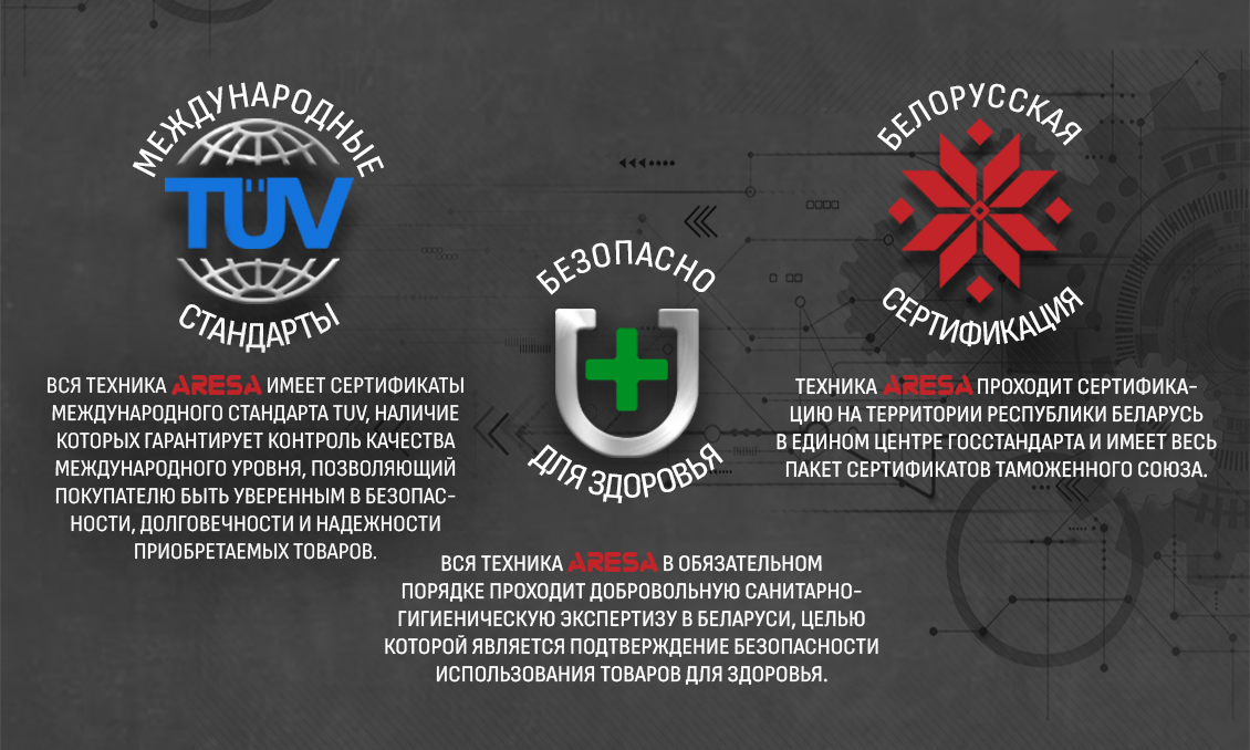 ARESA AR-1603 Международные стандарты
