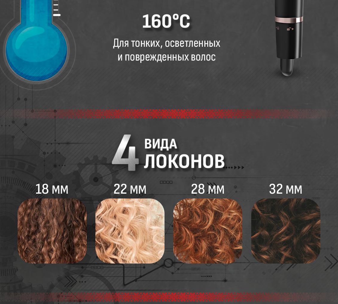 Aresa AR-3344 4 вида локонов