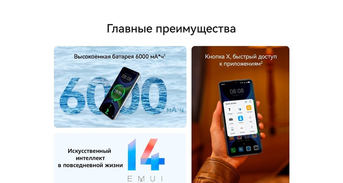 Смартфон HUAWEI nova Y63 Главные преимущества