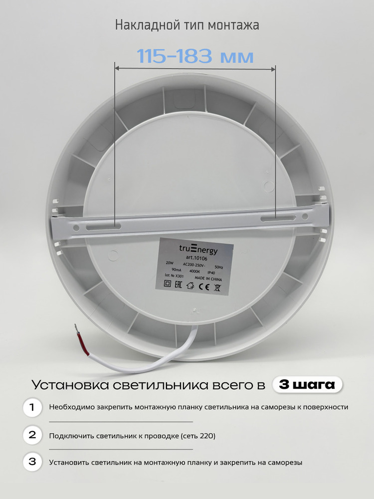 Светильник TruEnergy 10106 накладной тип монтажа