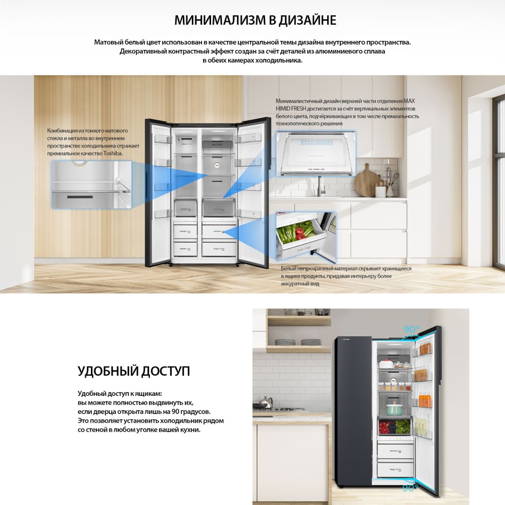 Toshiba GR-RS780WI-PMJ(06) Минимализм в дизайне, удобный доступ