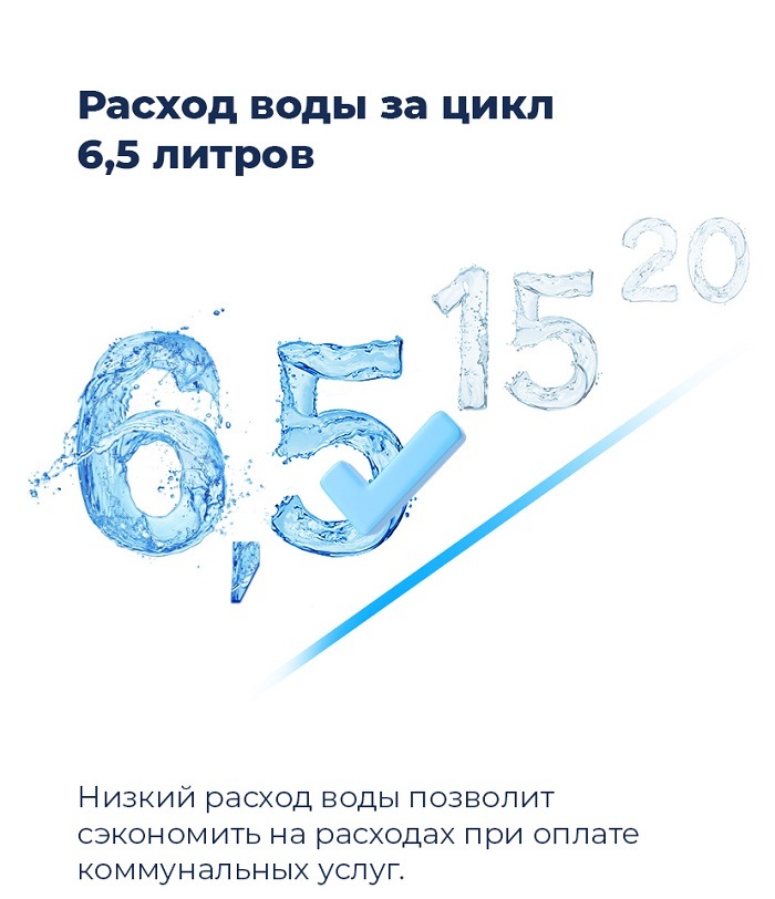 Расход воды за цикл 6,5 литров