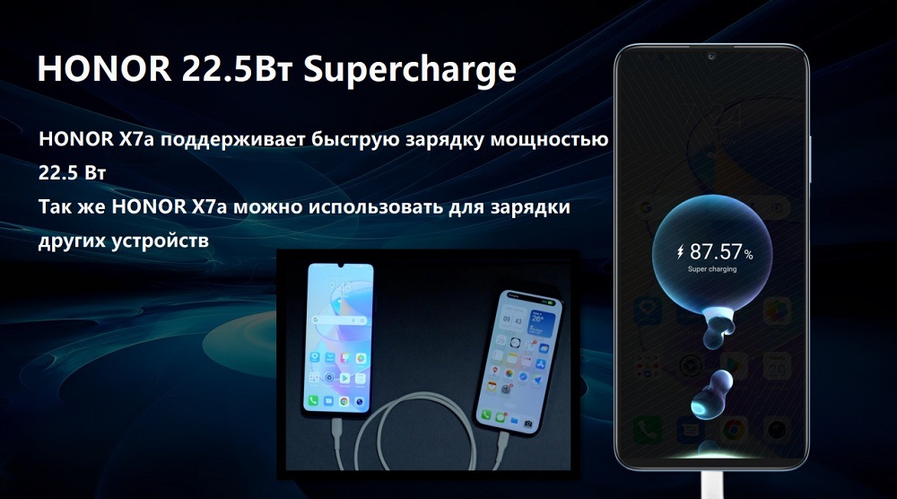 HONOR X7a HONOR 22.5 Вт SuperCharge