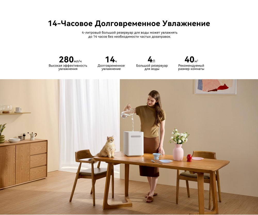 Smartmi Evaporative Humidifier 3 lite (CJXJSQ06ZM) Долговременное увлажнение