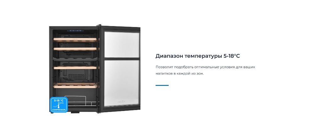 ZUGEL ZCWF331DB Температура 5-18 градусов