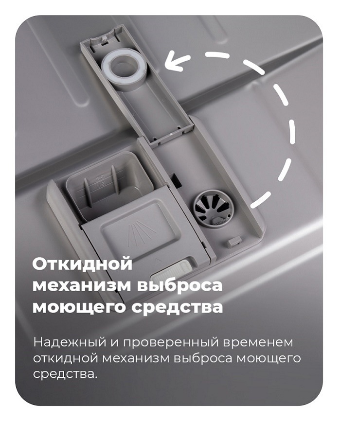 Посудомоечная машина MAUNFELD MLP-08PRO Откидной механизм выброса моющего средства