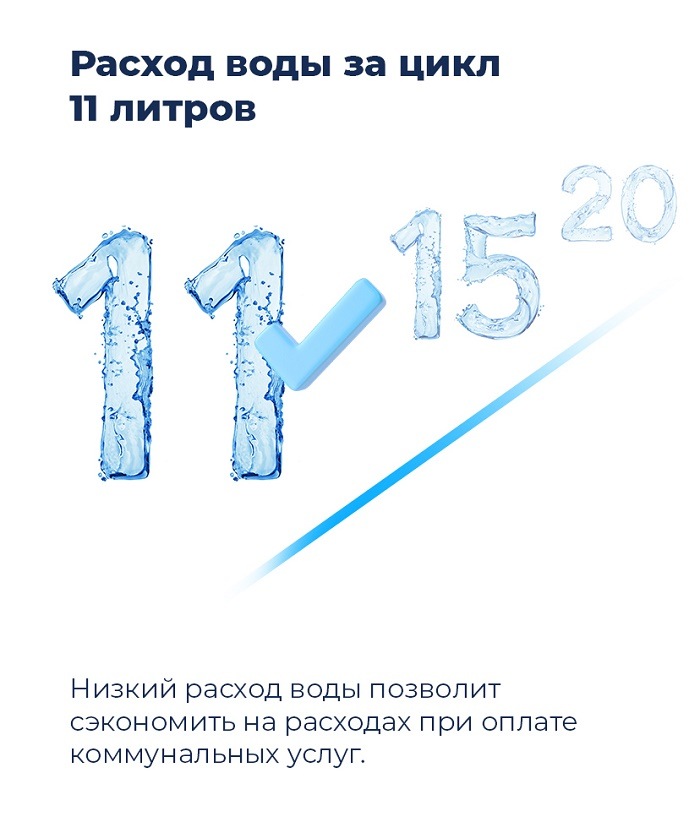 Расход воды за цикл 11 литров