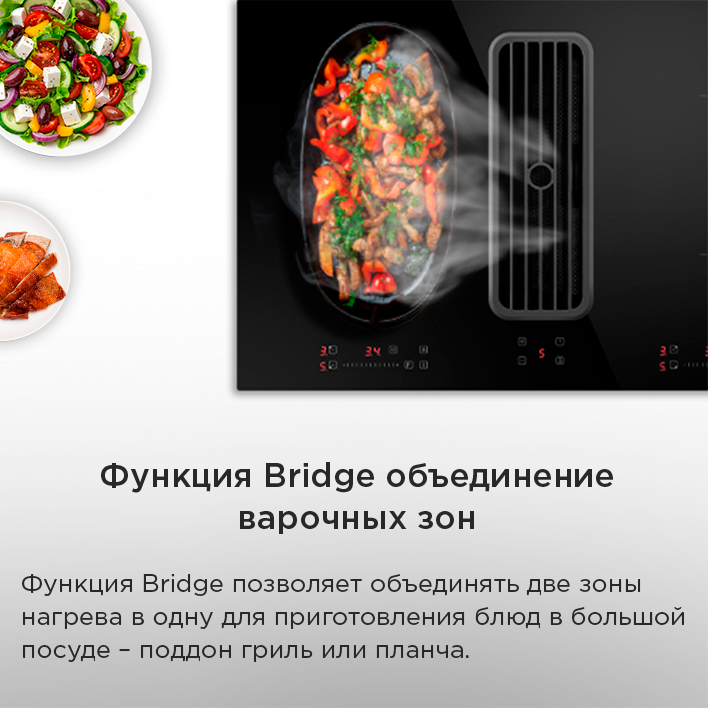 Варочная панель MAUNFELD AVSI804SBH функция bridge