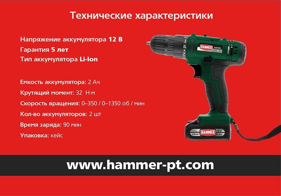 Hammer ACD12BS Технические характеристики Hammer ACD12BS