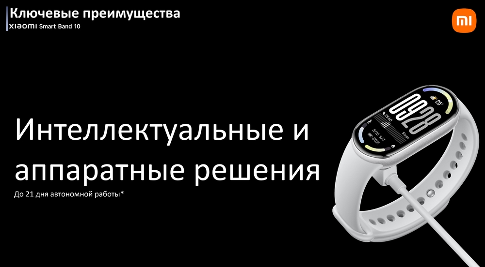 Смарт-часы Xiaomi Smart Band 10 до 21 дня автономной работы