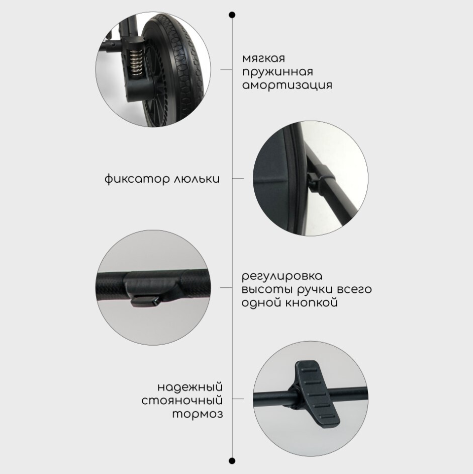 Детская универсальная коляска BubaGo BLOOM 2in1 BG 134-1 (черный) характеристики 2