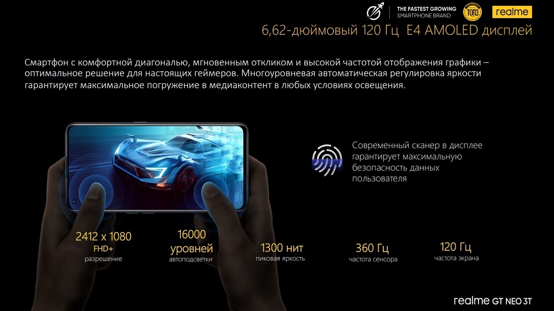 6.62" дисплей 120 Гц