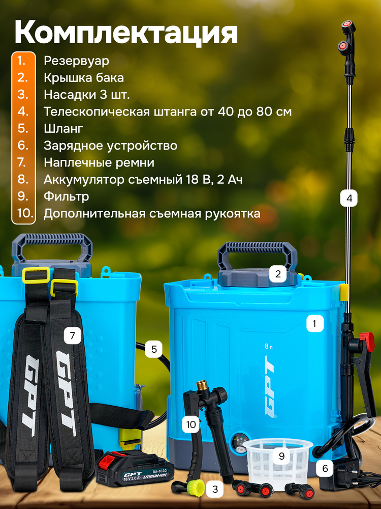 Опрыскиватель GPT DF-B8li комплектация