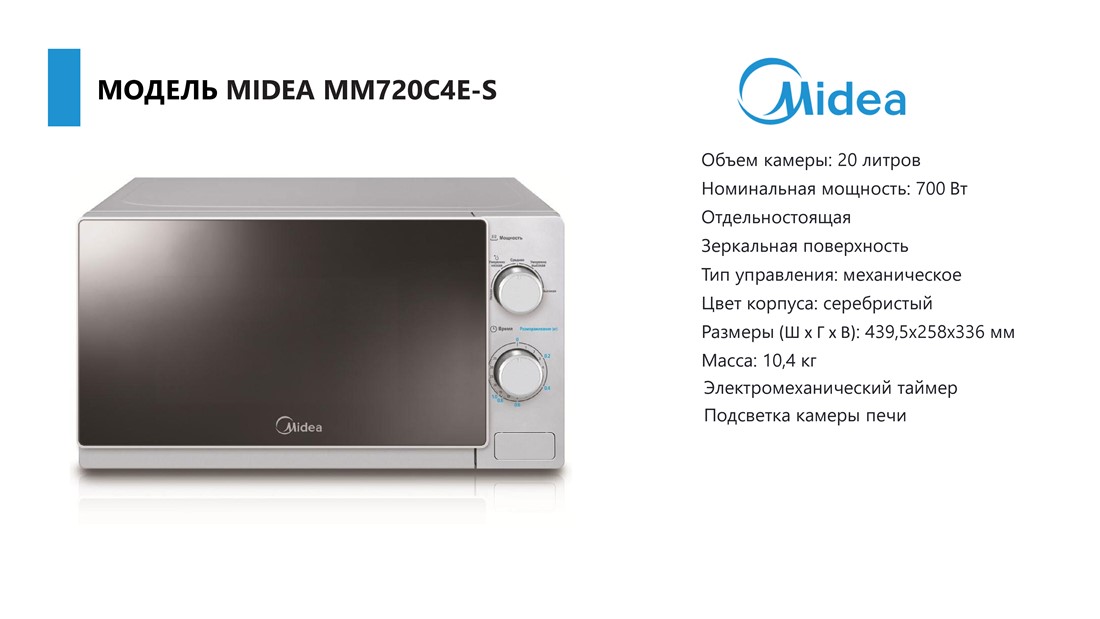 MIDEA MM720C4E-S Объем 20 литров