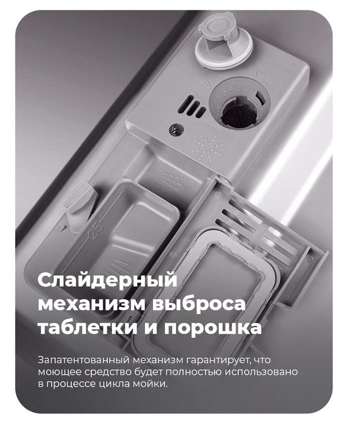 Посудомоечная машина MAUNFELD MLP-12IM Слайдерный механизм выброса таблетки и порошка